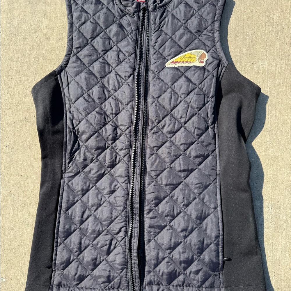 Black Quilted Vest with Indian Logo
